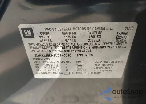 2014 GMC Terrain Sle-1 z USA, uszkodzony, nr VIN 2GKALMEK7E6143818